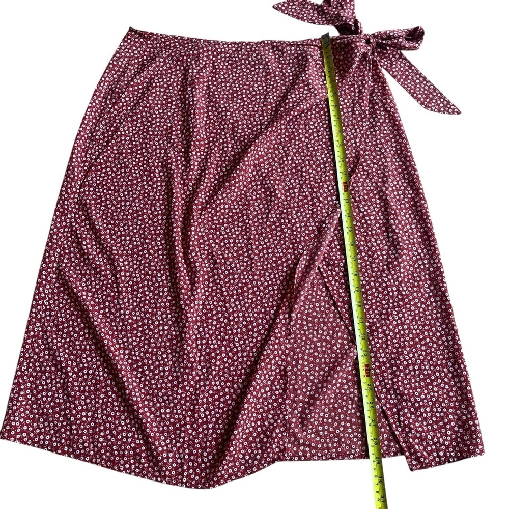 Shein Curve Plus Size Wrap Skirt Red Floral Print Midi Skirt Women’s 1XL - Picture 6 of 8
